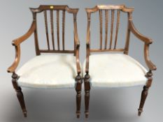 A pair of reproduction mahogany carver armchairs.