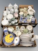 Assorted ceramics including Denby teawares, blue and white kitchen lidded storage jars,