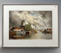 Louis Van Staaten (Dutch, 1836-1909) : Monnikendam, watercolour, 40 cm x 60 cm.