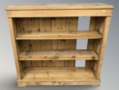 A pine open bookcase,