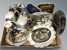 EPNS wares, several stained and leaded glass windows,