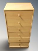 A contemporary Scandinavian MDF six drawer chest, width 41 cm.