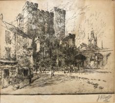 John Falconar Slater (British, 1857 - 1937) : The Castle (Newcastle), 1921, drypoint etching,