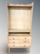 A Danish blonde oak open bookcase, 90 cm x 41 cm x 189 cm.