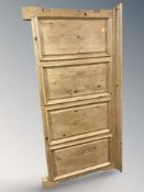 A modern pine 4 ft 6 headboard.