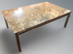 A Danish teak and marble effect rectangular coffee table, 127 cm x 80 cm x 45 cm.