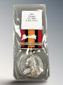 A Queen's South Africa Medal with clasp Cape Colony named to 2035 Trooper J.C. Hunt A. Div. S.A.C.