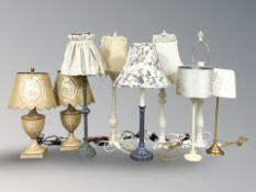 Two pairs of contemporary table lamps and five further single lamps