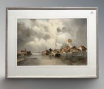 Louis Van Staaten (Dutch, 1836-1909) : Zaandam, watercolour, 40 cm x 60 cm.