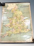 A pull-down Bacon's Excelsior Map of England and Wales,