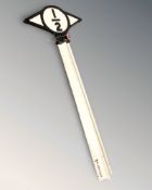 A cast iron railway 1/2 mile marking post, height 122 cm.