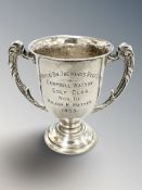A George V silver golf trophy, inscribed 6th Rifle Bn.
