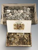 A collection of pre-decimal British coins.