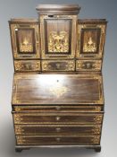 A late 19th century continental oak secretaire bureau,