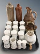 A group of Danish porcelain kitchen storage jars, stoneware jugs, etc.