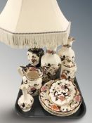 Eleven pieces of Masons mandalay china and a further Masons lamp base.