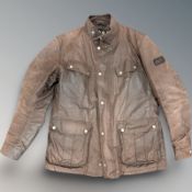A Barbour International brown waxed jacket size XL