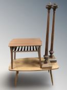 A walnut low coffee table,