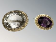 Two antique gold brooches,