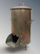 An antique copper boiler, height 62 cm.