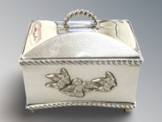 A small silver music box, London marks, numbered internally 146/500, width 7 cm.