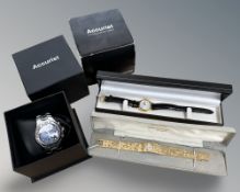 An Accurist Gent's Chronograph WR 100M, together with a lady's Avia watch and a lady's Lorus watch,