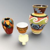 A large decorative Italian pottery vase, height 35cm,