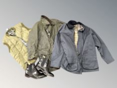 A pair of Gent's Loake black boots size 11 together with Barbour XXL lightweight Beaufort coat,