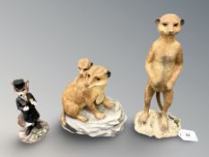 Two Leonardo Collection figures 'Out of Africa' Meerkats and a further Border Fine Arts Studio
