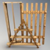 A Scandinavian pine triangular wall shelf,