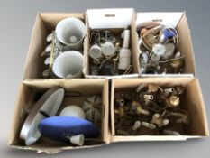 A large quantity of Scandinavian light fixtures, light shades, chandeliers.