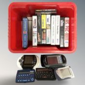 A group of Sega Megadrive game cassettes, Mega CD, electronic dictionary and crossword, sudoku,