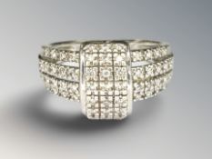 A 9ct white gold diamond cluster ring, size N CONDITION REPORT: 4.8g.