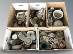 A large quantity of continental ceramics, blue and white planters and dinnerwares, figures, etc.