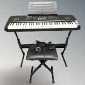 A Rock Jam RJ761 digital keyboard with lead, stool and folding stand.