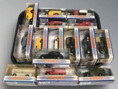 A group of Dinky, Matchbox, boxed die cast cars, delivery vans, etc.