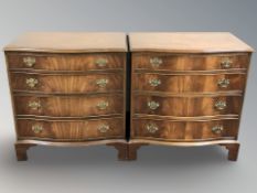 A good quality pair of reproduction mahogany serpentine front four drawer chests,