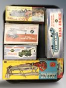 A Dinky Toys 982 Pullmore car transporter, 925 Leyland dump truck, 571 Coles mobile crane,