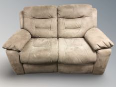 A modern suede two seater settee (155 cm long) and matching armchair