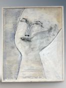 Danish School : Modernist portrait, oil on plaster panel, 58 cm x 71 cm.