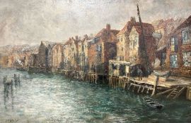 John Falconar Slater (British, 1857 - 1937) : The Dolly Quay, oil on board, 60 cm x 90 cm,