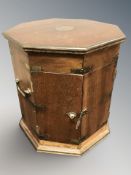 A reproduction octagonal brass mounted cabinet, height 46 cm.