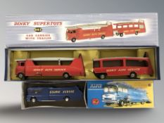 A reproduction Dinky Supertoys 983 car carrier with trailer,