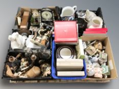 A large quantity of 20th century ceramics, Hornsea Christmas plates, figures, mantel time piece,