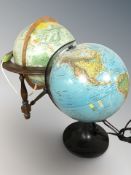 Two Danish electric Scan globes, tallest 42 cm.