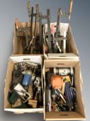 A quantity of hand and power tools, sash clamps, etc.