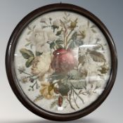 A Victorian wool work tapestry embroidery, in mahogany frame, diameter 52 cm.
