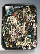 A large quantity of costume bead necklaces, simulated pearls, etc.