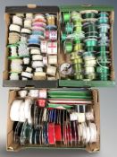A large quantity of haberdasher's ribbons in various lengths, designs and colours.