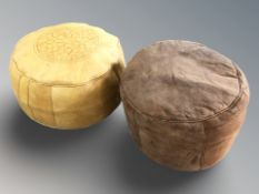 Two 20th century leather pouffes, diameter 51 cm.